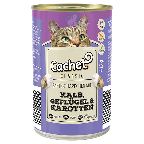 کنسرو 400 گرمی گربه بالغ طعم گوساله و مرغ و هویج Cachet